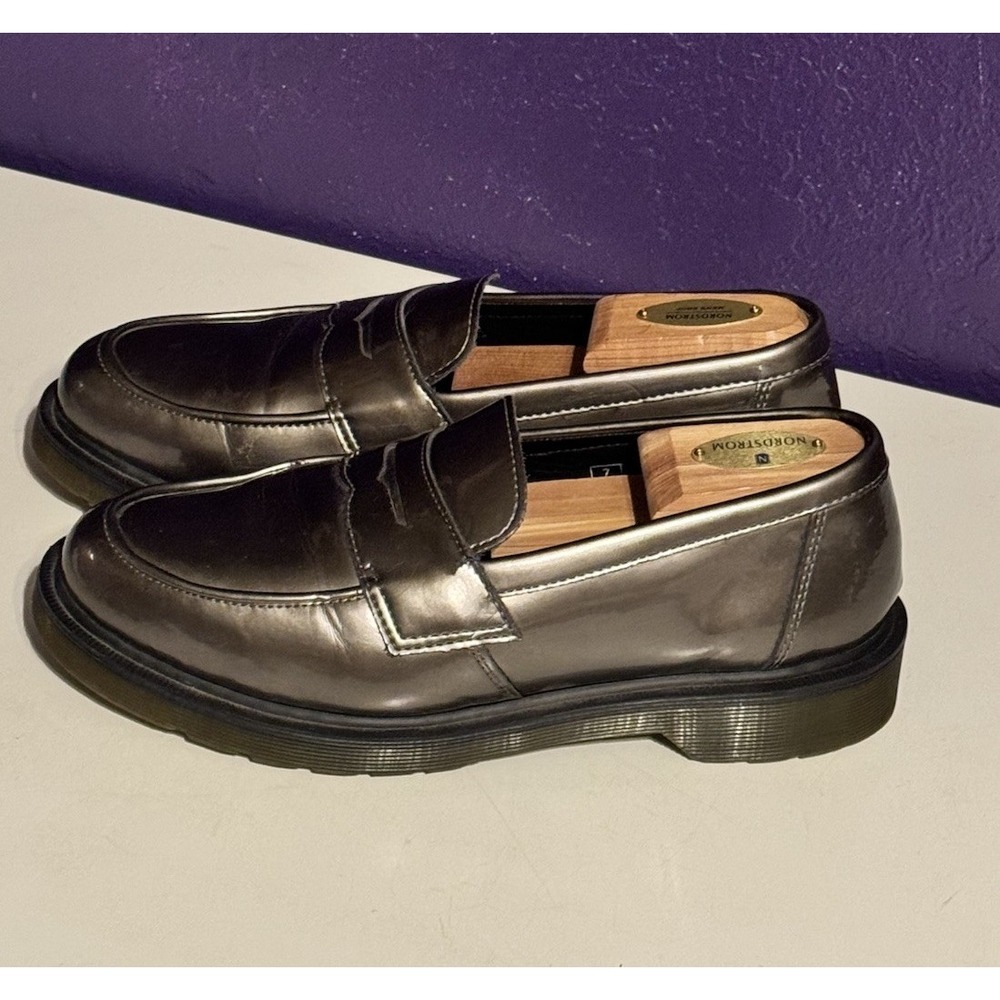 Vintage Dr Martens Abby Penny Loafers Silver Metallic Men's 9 Rare
